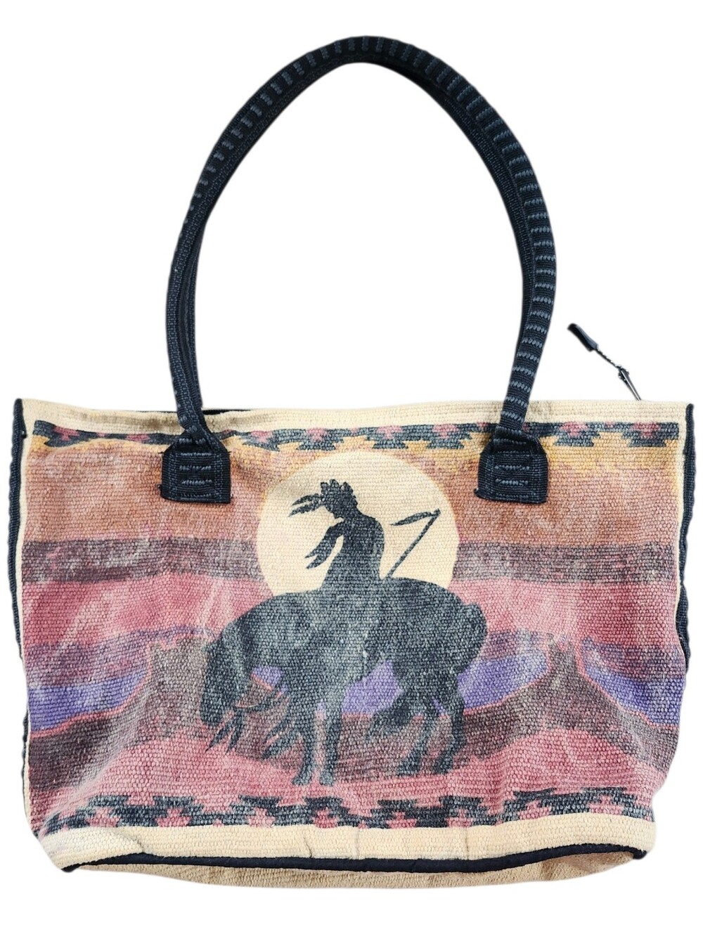El Paso Saddleblanket 'End of the Trail' Woven Cotton Tote Bag Purse